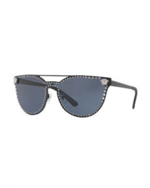 studded flat top wrap sunglasses by versace|black Versace sunglasses with rhinestones.